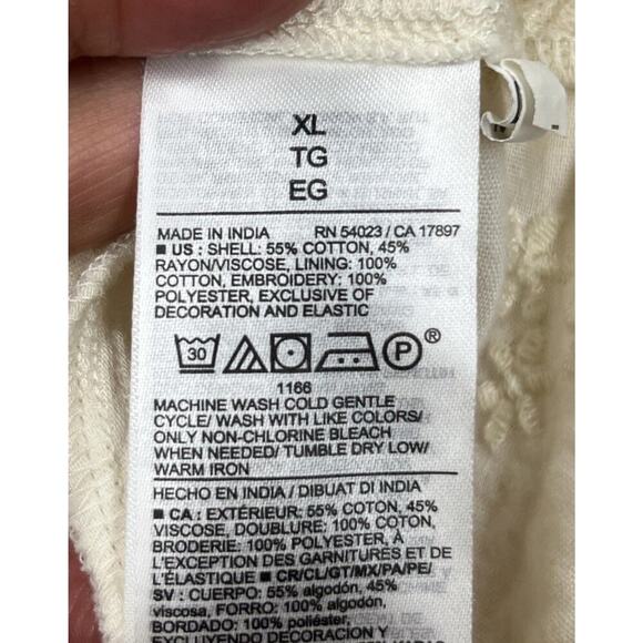 Old Navy Puff Sleeve Tiered Embroidered Mini Dress Ivory Size XL Boho Cottage - Picture 4 of 14